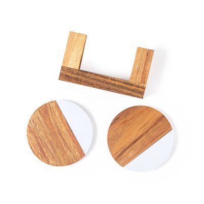 Set Posavasos de Mármol y Madera