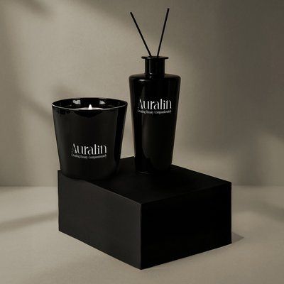 Set premium con vela y mikado aromática