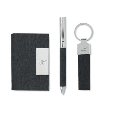 Set de regalo con bolígrafo, llavero y tarjetero