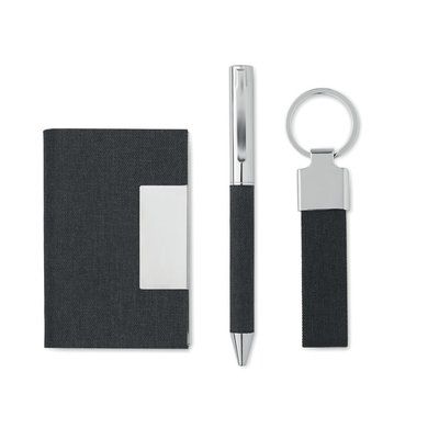 Set de regalo con bolígrafo, llavero y tarjetero