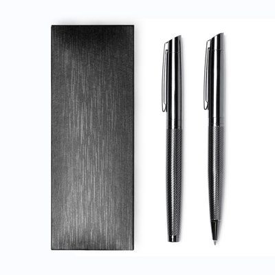 Set roller y portaminas metal oscuro con estuche Negro Tinta Azul