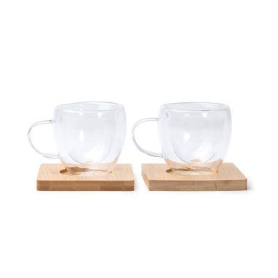 Set de tazas de cristal doble pared Transparente