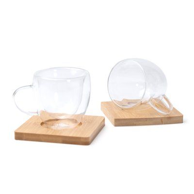 Set de tazas de cristal doble pared