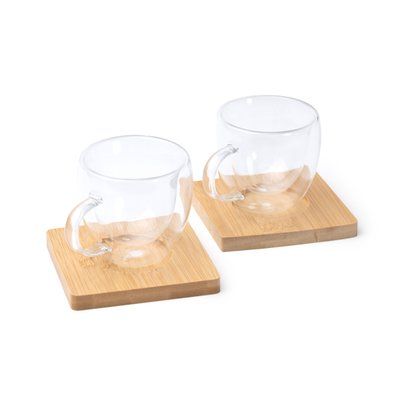 Set de tazas de cristal doble pared