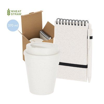 Set con vaso de 370 ml y bloc