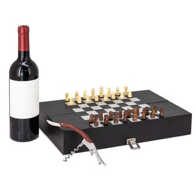 Set de vino con ajedrez