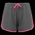 Shorts de deporte chica de algodón Grey Heather / Fluo Pink L