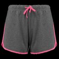 Shorts de deporte chica de algodón Grey Heather / Fluo Pink S