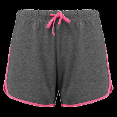 Shorts de deporte chica de algodón Grey Heather / Fluo Pink L