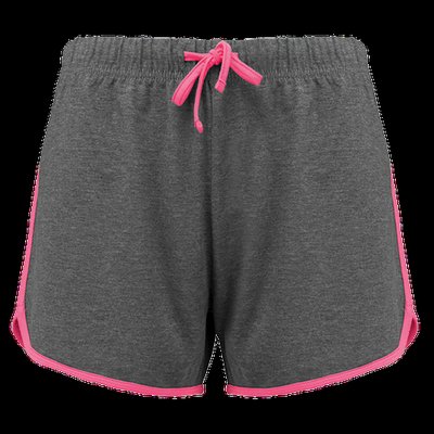 Shorts de deporte chica de algodón Grey Heather / Fluo Pink S