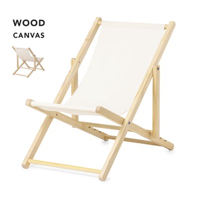 Silla Tumbona Plegable de Madera y Canvas