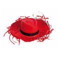 Sombrero de paja con flecos Rojo