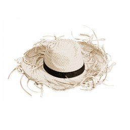 Sombrero de paja con acabados en flecos filagarchados Natural