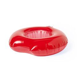 Soporte inflable para bebida en forma de donut mordido Rojo