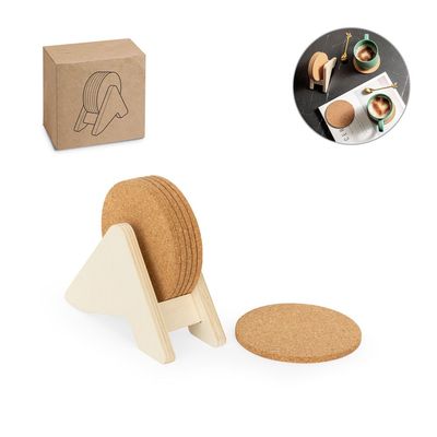 Soporte con posavasos de corcho