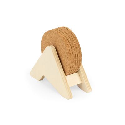 Soporte con posavasos de corcho Natural