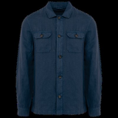 Sobrecamisa de lino Washed Navy Blue S
