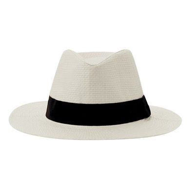 Sombrero ajustable de paja blanca con cinta exterior Bla