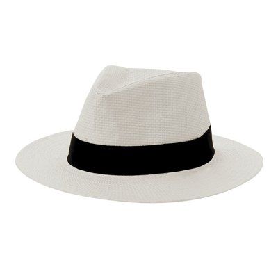 Sombrero ajustable de paja blanca con cinta exterior