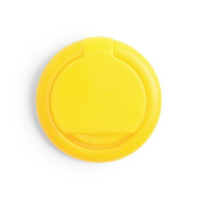 Soporte adhesivo para smartphone con anilla y moneda para carro Amarillo