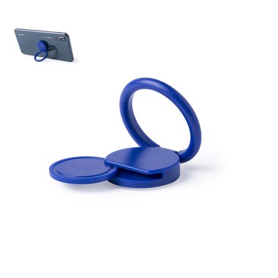 Soporte adhesivo para smartphone con anilla y moneda para carro