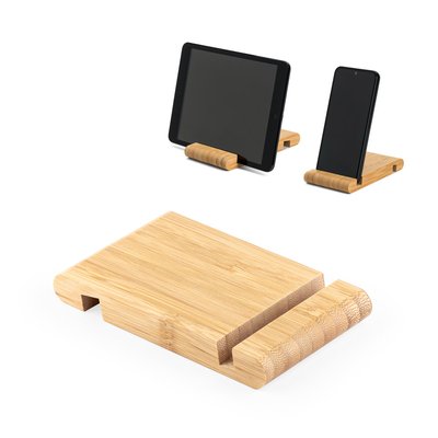 Soporte para móvil de bambú 2 ranuras
