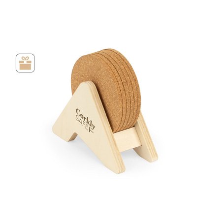 Soporte con posavasos de corcho