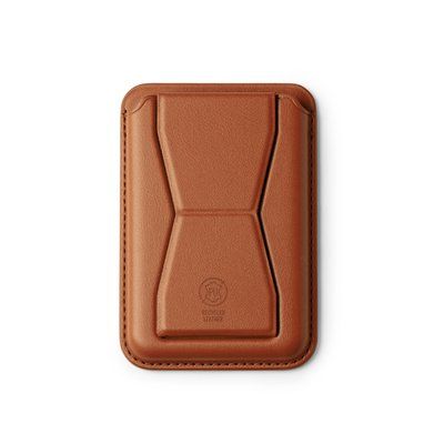 Soporte para smartphone y tarjetero Marrón