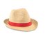 Sombrero Paja con Cinta Poliéster Rojo