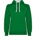 Sudadera Entallada Mujer con Capucha Verde Kelly/Blanco S