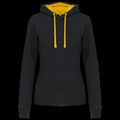 Sudadera de chica con capucha contrastada Black / Yellow L