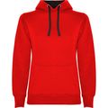 Sudadera Entallada Mujer con Capucha Rojo/Negro Xl