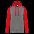 Sudadera bicolor con capucha Grey Heather / Sporty Red L