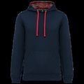 Sudadera con capucha unisex ajustada Navy / Red Tartan Xs