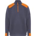 Sudadera Bicolor Cuello Alto Media Cremallera Plomo/Naranja 3Xl