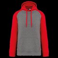 Sudadera bicolor con capucha Grey Heather / Sporty Red L