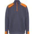 Sudadera Bicolor Cuello Alto Media Cremallera PLOMO/NARANJA M