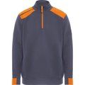 Sudadera Bicolor Cuello Alto Media Cremallera PLOMO/NARANJA XL