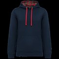 Sudadera con capucha unisex ajustada Navy / Red Tartan XS
