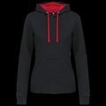 Sudadera de chica con capucha contrastada Black / Red S