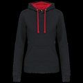 Sudadera de chica con capucha contrastada Black / Red XL