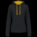 Sudadera de chica con capucha contrastada Black / Yellow XXL