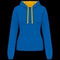 Sudadera de chica con capucha contrastada Light Royal Blue / Yellow XL