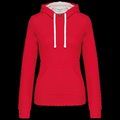 Sudadera de chica con capucha contrastada Red / White L
