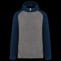 Sudadera infantil bicolor con capucha y bolsillos Grey Heather / Sporty Navy 8/10 Ans