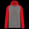 Sudadera infantil bicolor con capucha y bolsillos Grey Heather / Sporty Red 10/12 ans