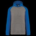 Sudadera infantil bicolor con capucha y bolsillos Grey heather/Sporty royal blue 8/10 ans