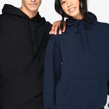 Sudadera orgánica con capucha bolsillo y hombros caídos Black Xxs