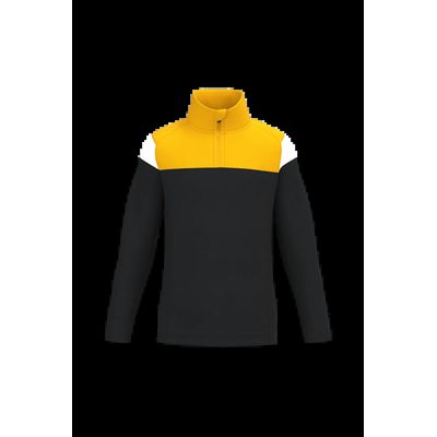 Sudadera infantil 1/4 cremallera Black / Sporty Yellow 12/14 Ans