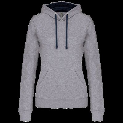 Sudadera de chica con capucha contrastada Oxford Grey / Navy S